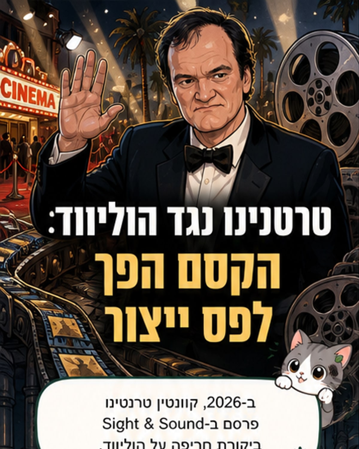 טרנטינו תוקף את הוליווד: 'מפעל נקניקיות חסר טעם'