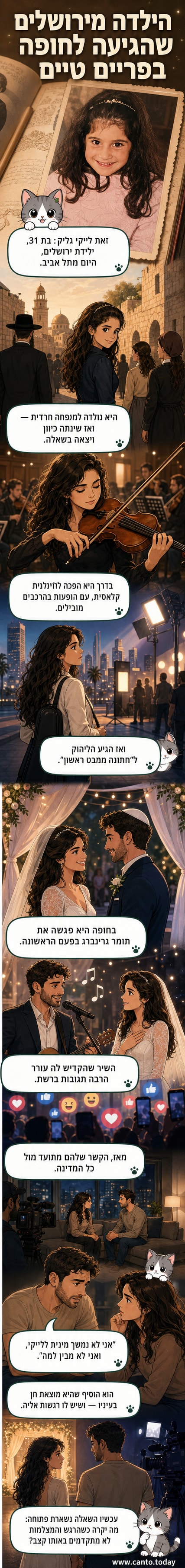 לייקי גליק בתמונה רשמית מהתוכנית 'חתונה ממבט ראשון', לובשת שמלת כלה, עומדת לצד חתן בתלבושת רשמית.
