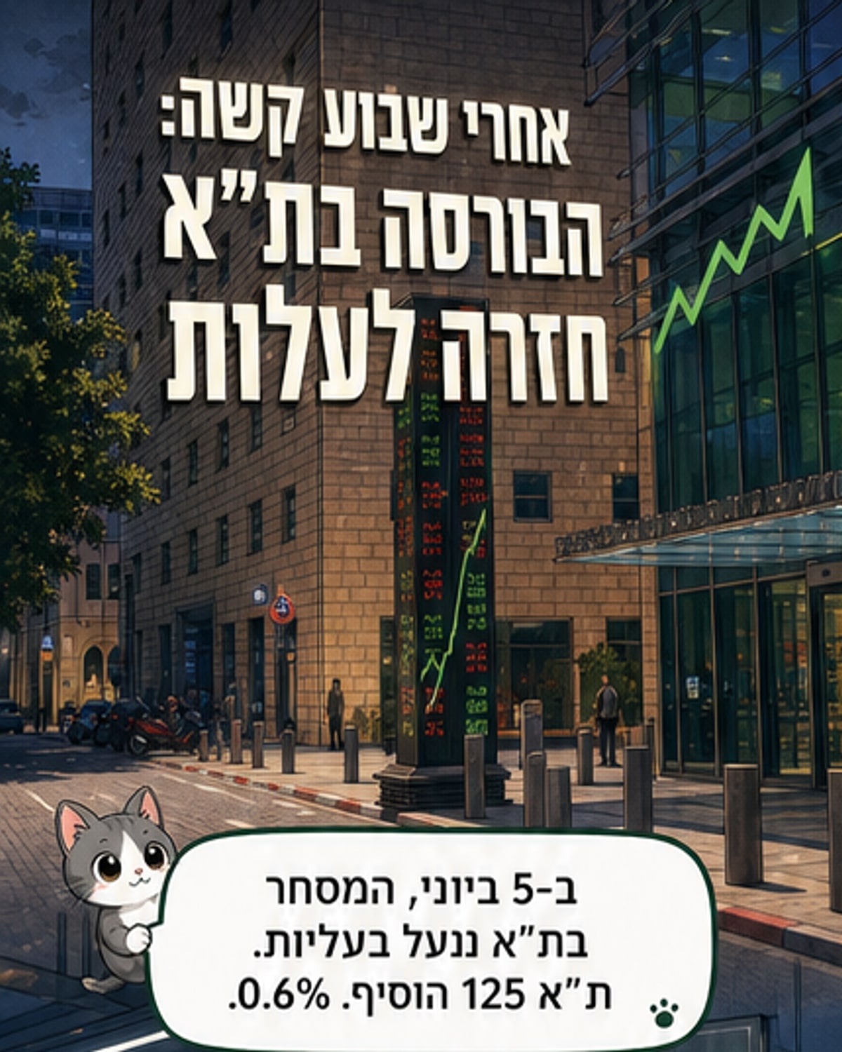 הבורסה עברה לעליות: מדד ת"א 125 מטפס