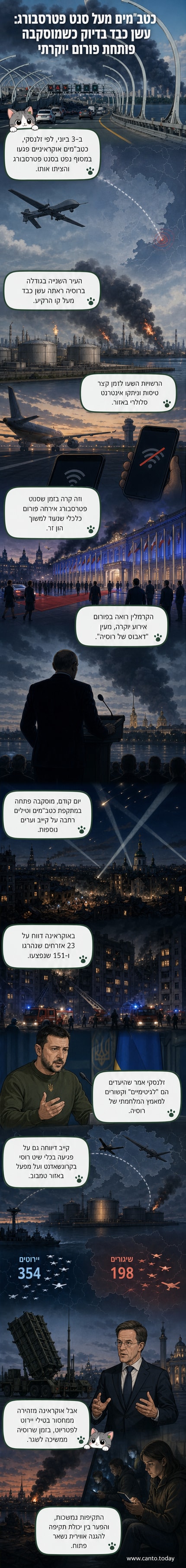 ענני עשן כבדים מעל מסוף הנפט בסנט פטרסבורג לאחר תקיפת כטב"מים אוקראיניים, 3 ביוני 2026.