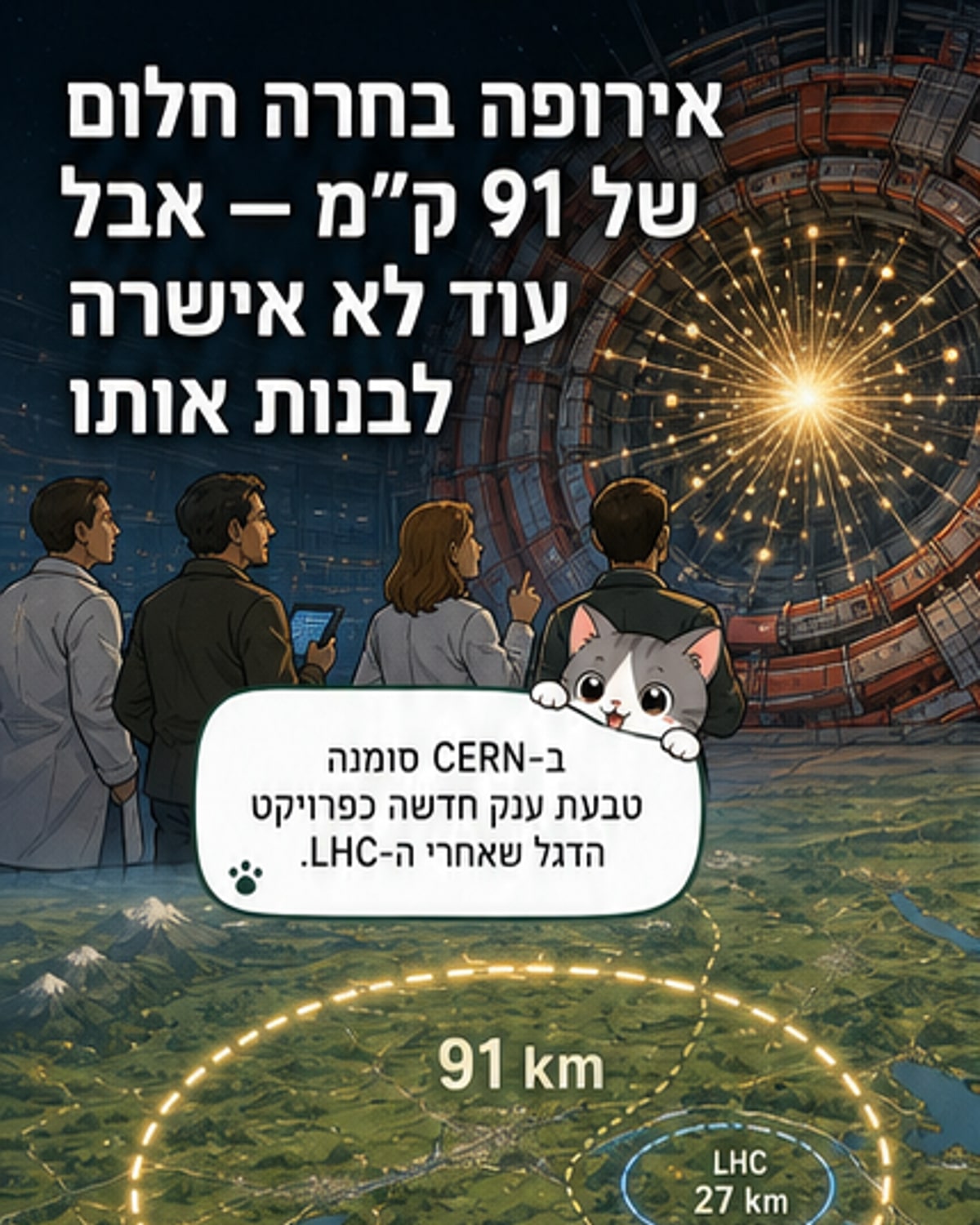 מאיץ חלקיקים ענק באורך 91 ק”מ יחליף את ה-LHC