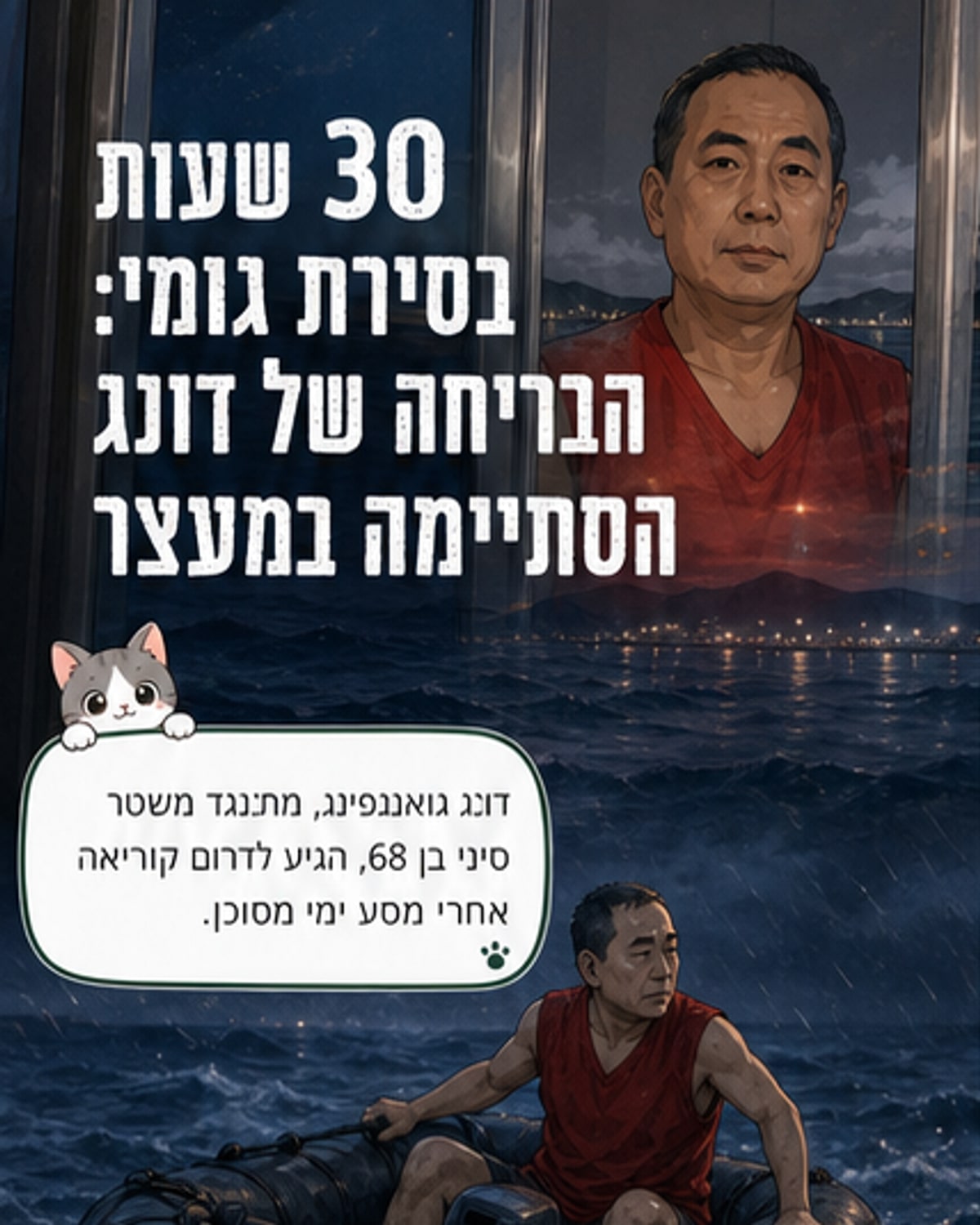 שוטר לשעבר נמלט בסירת גומי לדרום קוריאה