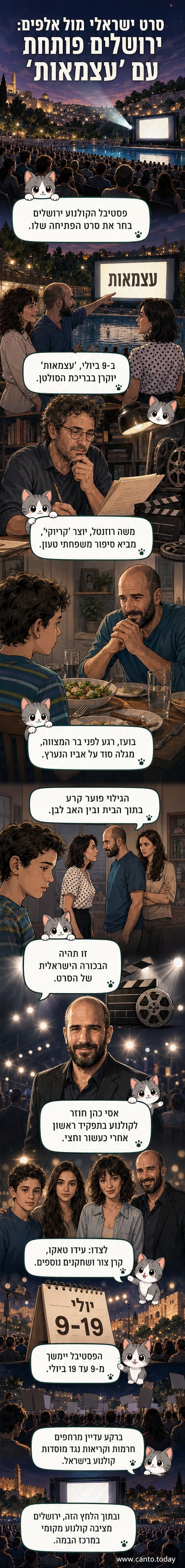 affiche של הסרט 'עצמאות' של משה רוזנטל, עם תמונתו של אסי כהן בדמות אב ונער צעיר מביט בו, ברקע בריכת הסולטן בירושליים.