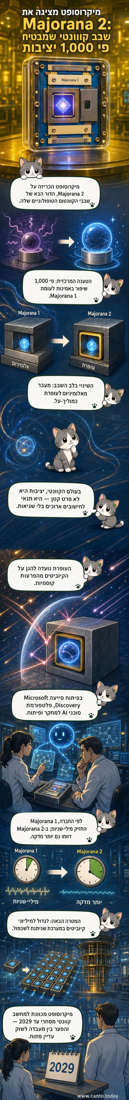 איור של שבב קוונטי קטן עם קרני אור כחולות, סביבתו מעבדה מתקדמת עם מסכי נתונים ומכשירי מדידה.