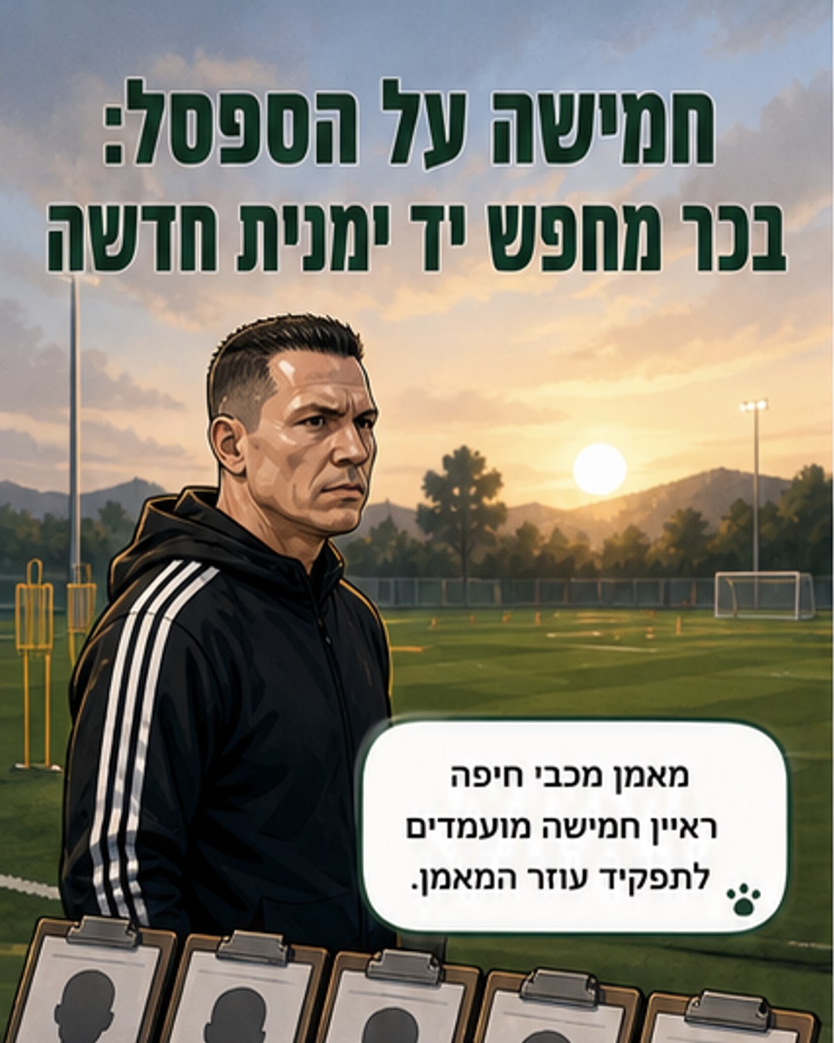 חמישה מתמודדים על עמדת עוזר מאמן מכבי חיפה