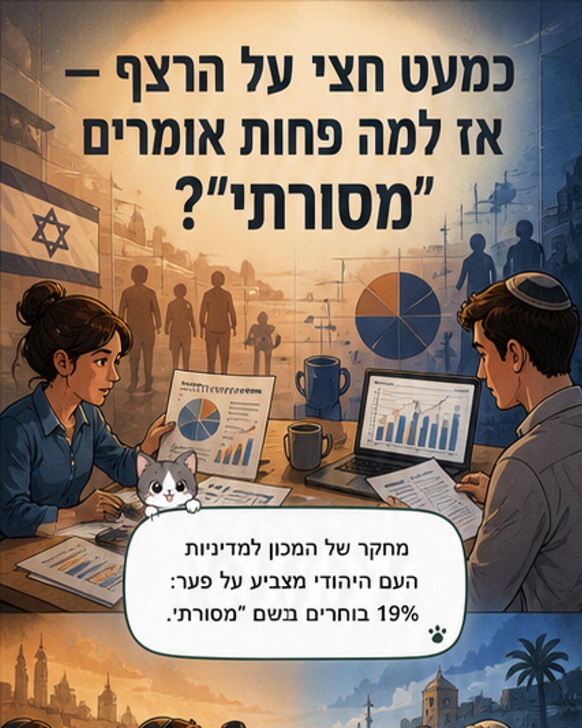 כמעט חצי מהיהודים בישראל מגדירים себя 'מסורתיים'