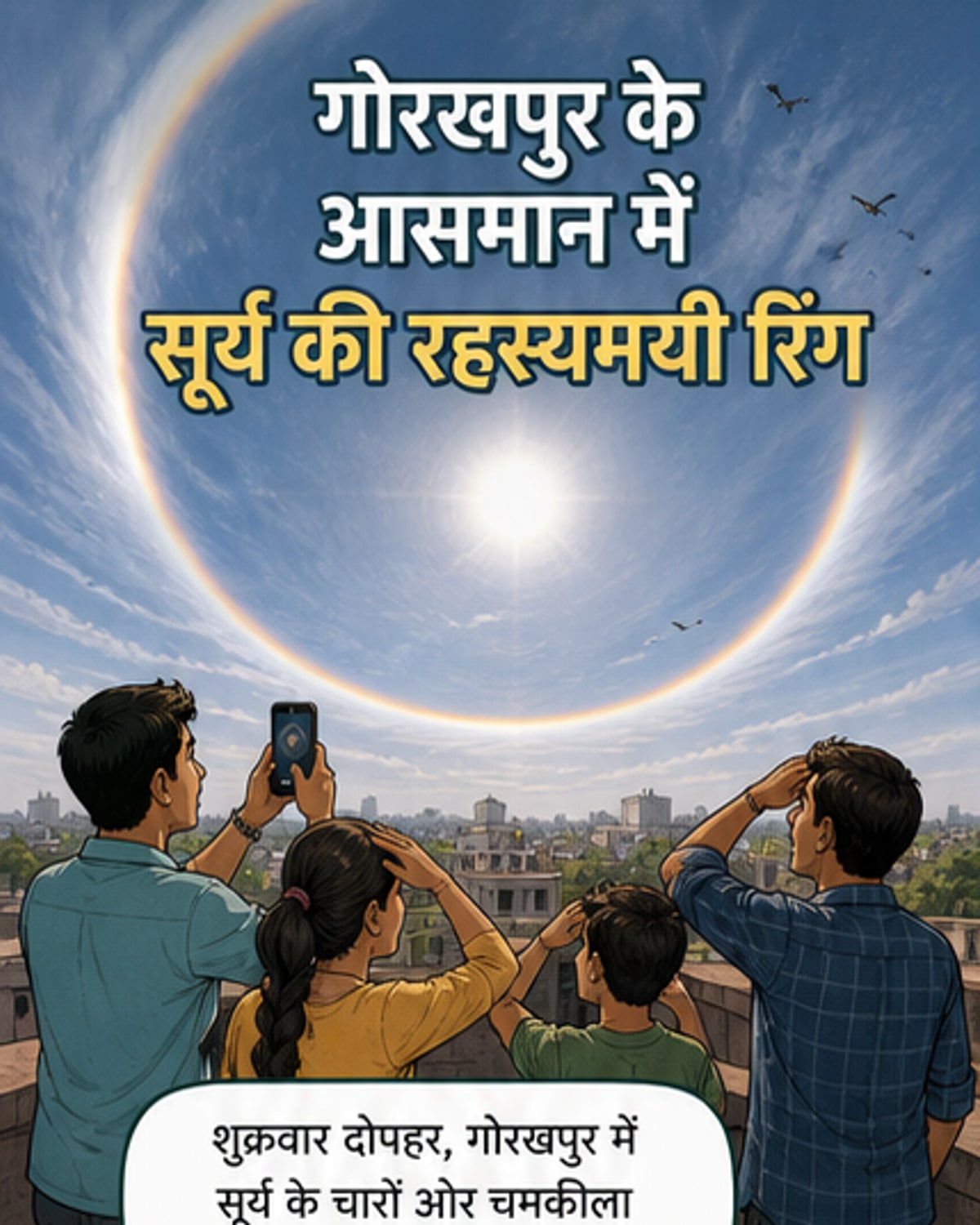 गोरखपुर में दिखा दुर्लभ सूर्य हेलो