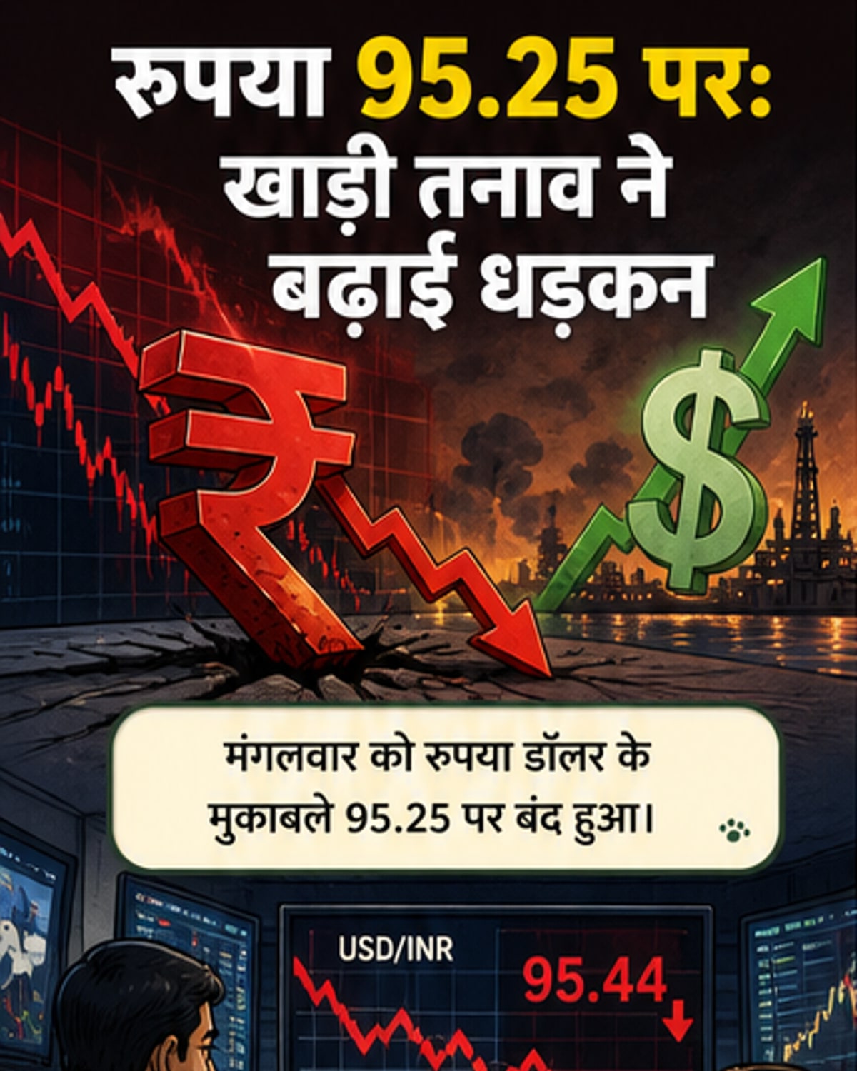 रुपया डॉलर के मुकाबले रिकॉर्ड निचले स्तर पर