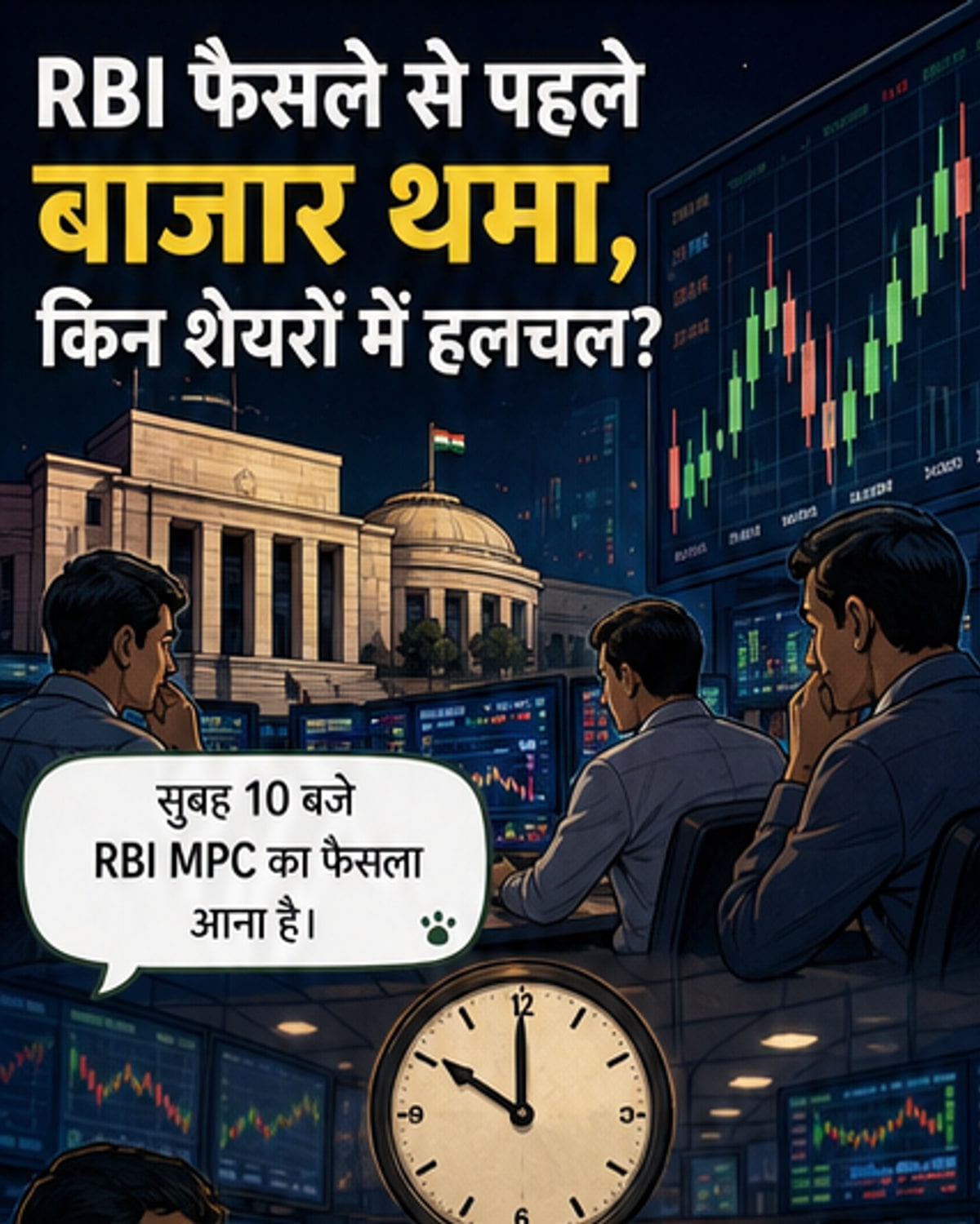 आरबीआई फैसले से पहले बाजार में सुस्ती