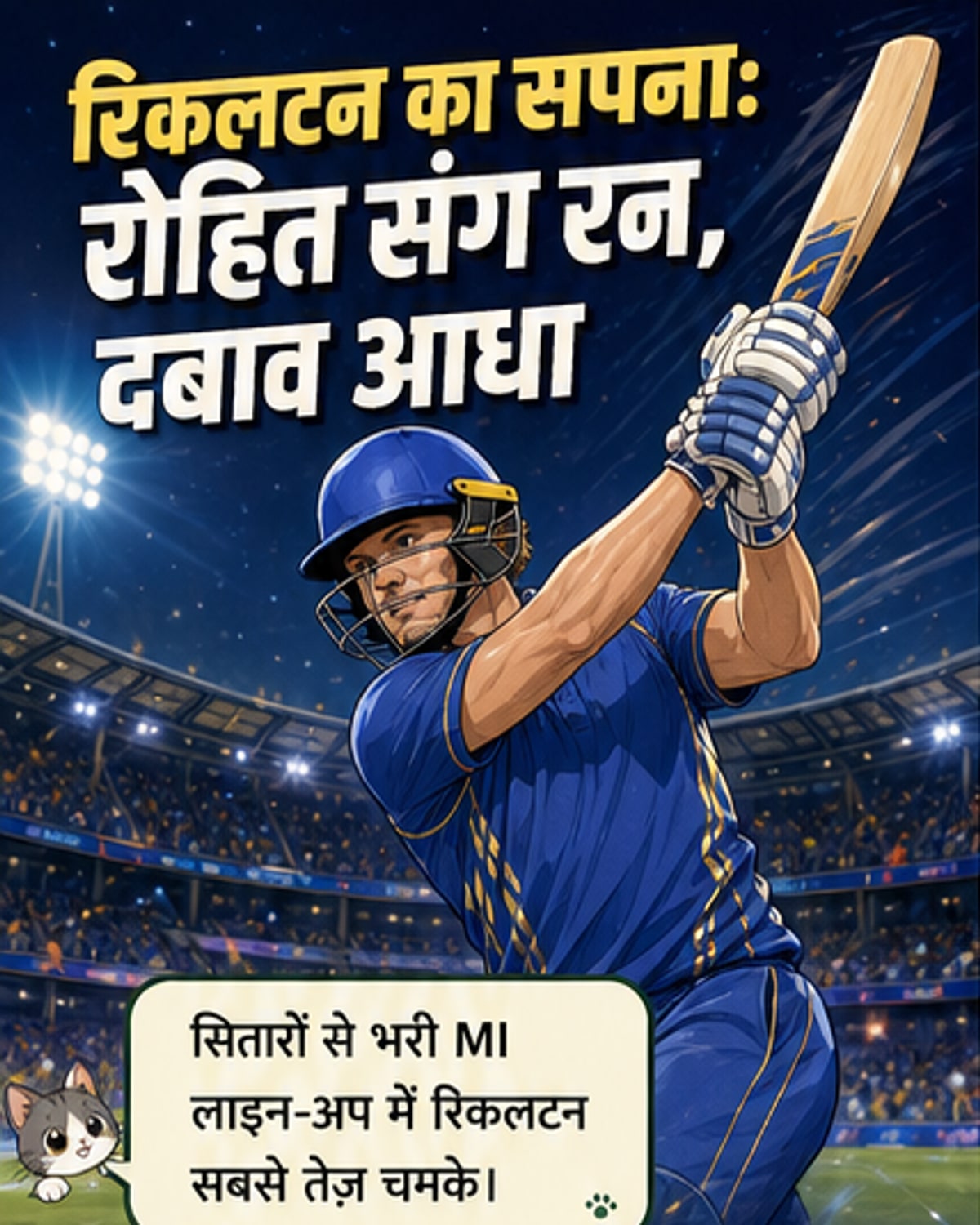 रोहित के साथ साझेदारी में रिकलटन का धमाका