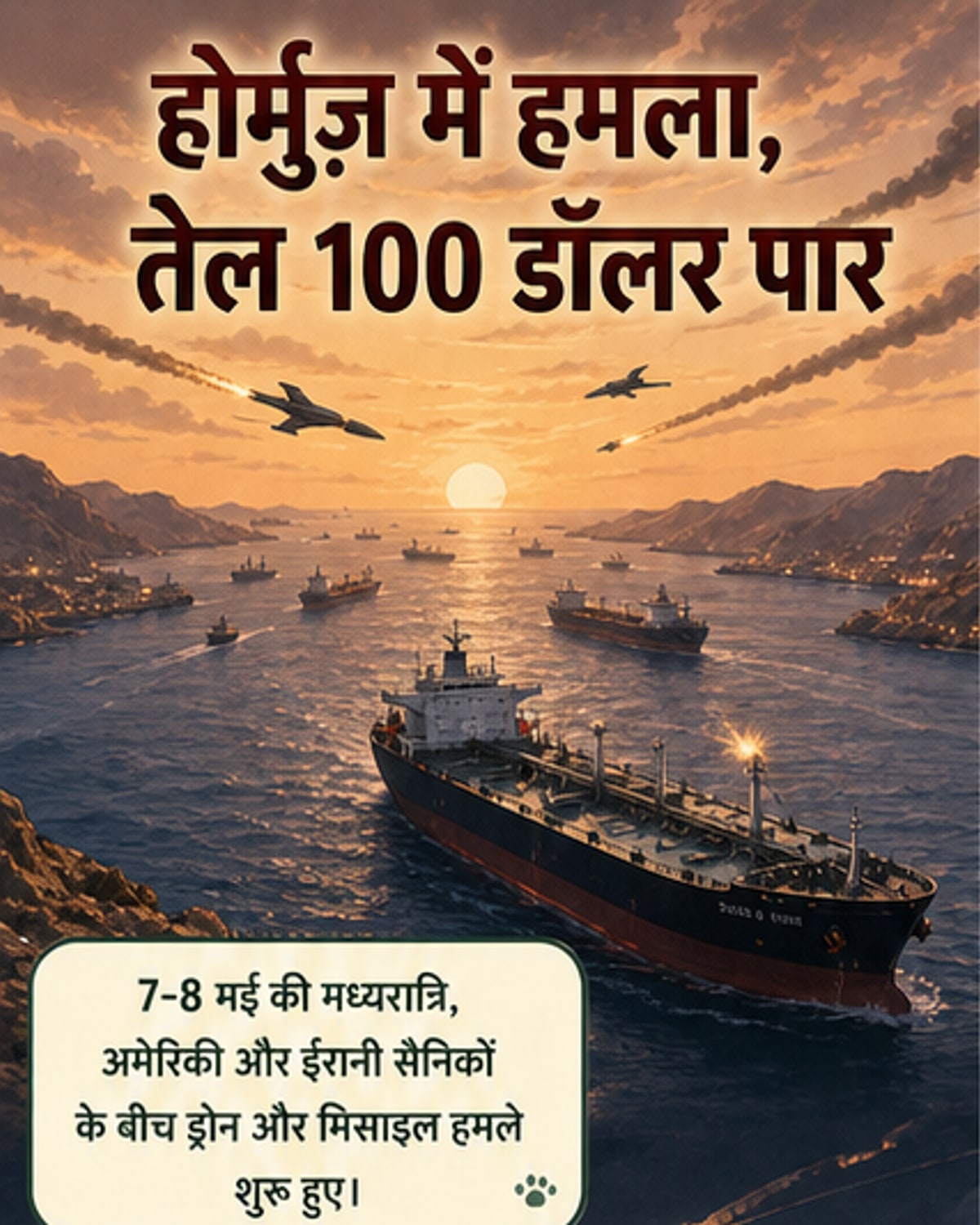 हॉर्मुज में जहाज डूबा, तेल 100 डॉलर पार