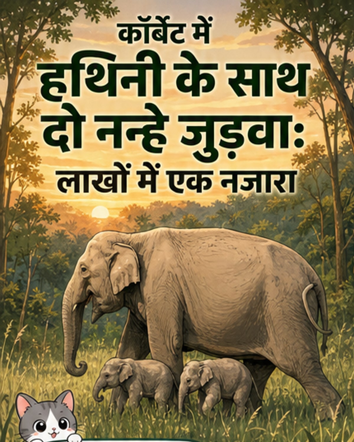 कॉर्बेट में दुर्लभ जुड़वा हाथी बच्चे