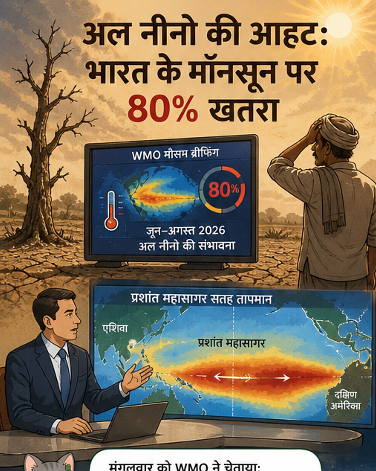 अल नीनो की संभावना 80% तक