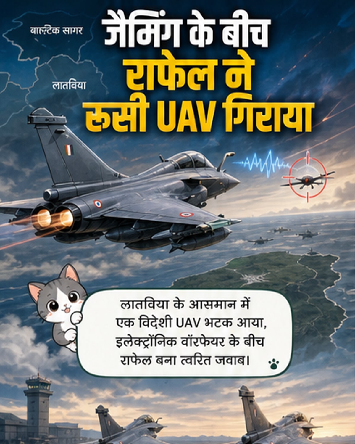 राफेल ने लातविया में रूसी ड्रोन मार गिराया