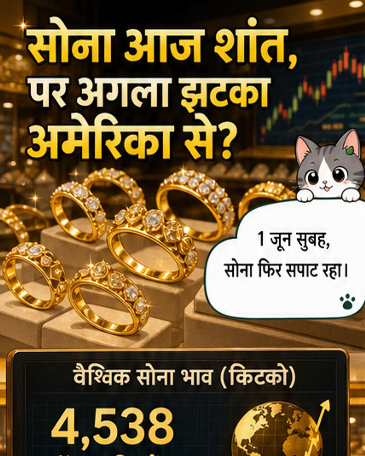 आज सोने की कीमतें स्थिर रहीं