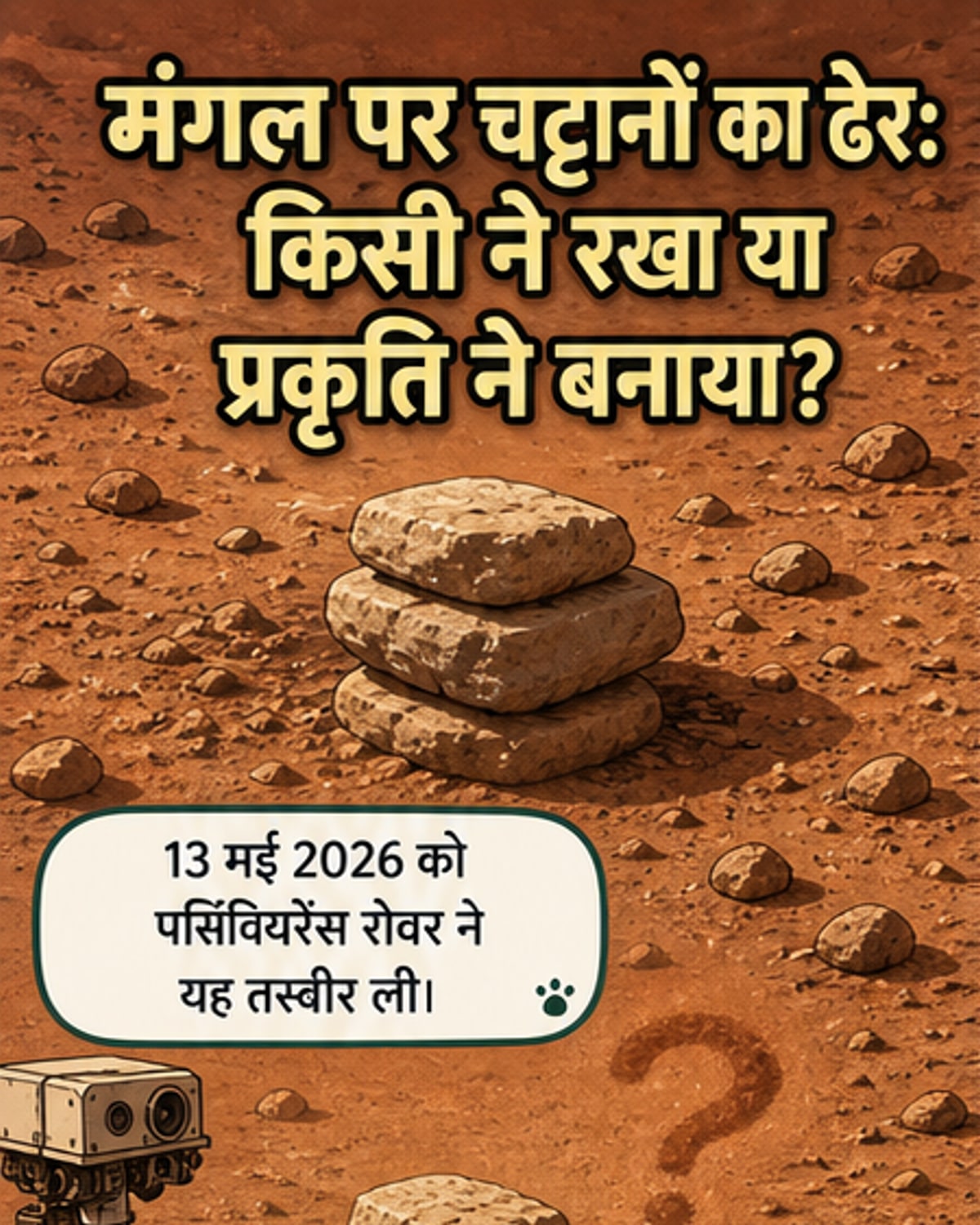 मंगल पर तीन चट्टानें एक के ऊपर एक क्यों?