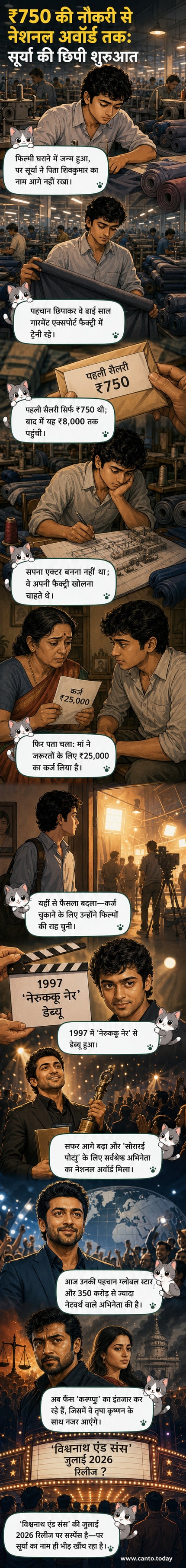 एक युवा आदमी फैक्ट्री में काम करते हुए, बाद में एक ग्लोबल स्टार के रूप में रेड कारपेट पर खड़ा।