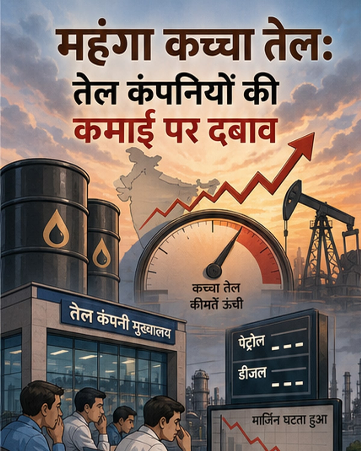 कच्चे तेल में उछाल से तेल कंपनियों पर दबाव