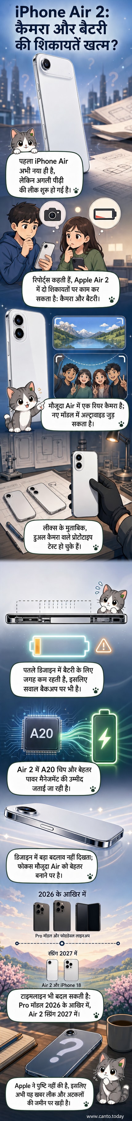 एक पतला, प्रीमियम डिजाइन वाला आईफोन एयर 2, जिसमें डुअल कैमरा सेटअप और लंबे समय तक चलने वाली बैटरी की उम्मीद है।