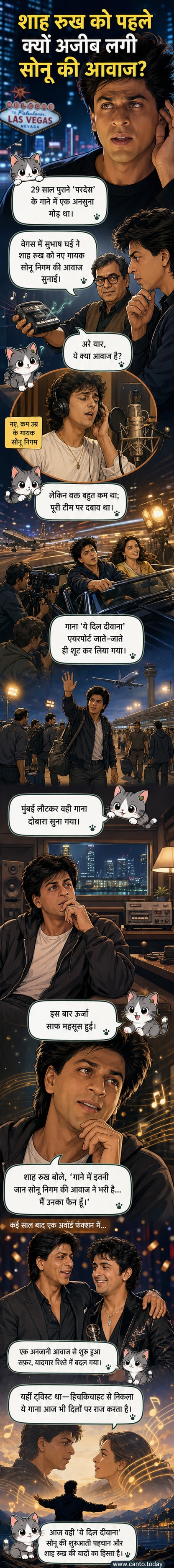 शाहरुख खान और सोनू निगम की फोटो के साथ 'ये दिल दीवाना' गाने की कहानी का विज़ुअल एक्सप्लेनर