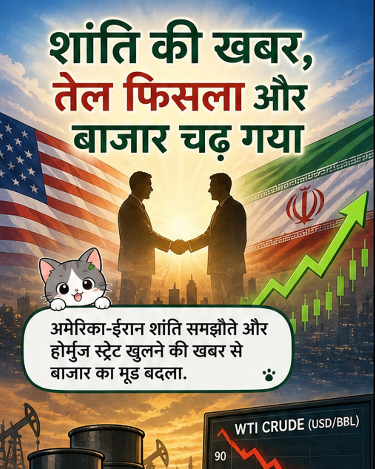 अमेरिका-ईरान शांति समझौते ने बदली तेल और शेयर बाजार की दिशा