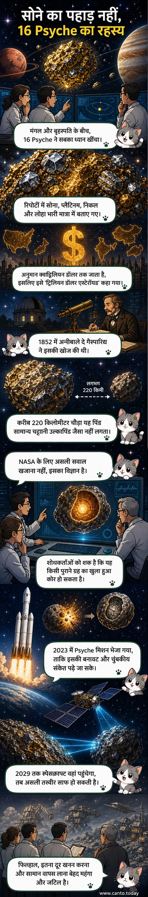 एक चमकदार धात्विक एस्टेरॉयड अंतरिक्ष में तैरता हुआ, पृष्ठभूमि में तारे और ग्रह दिखाई दे रहे हैं।