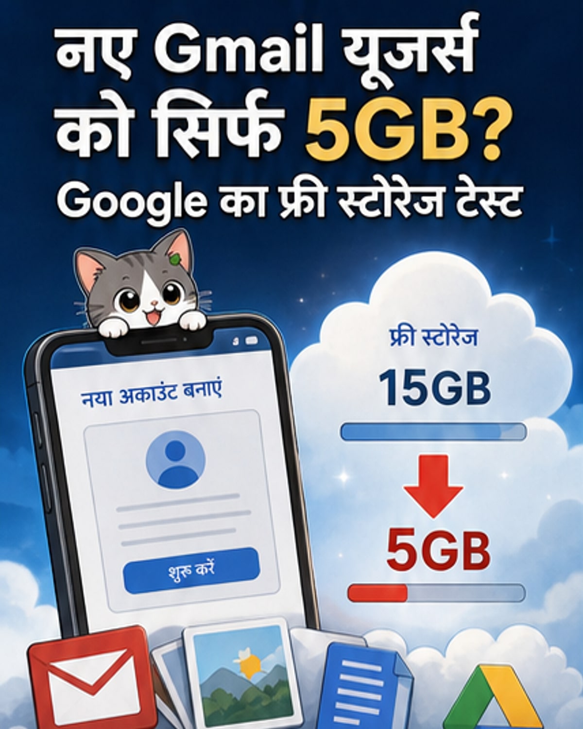 गूगल नया नियम? नए यूजर्स को मिल सकते हैं केवल 5GB फ्री स्टोरेज