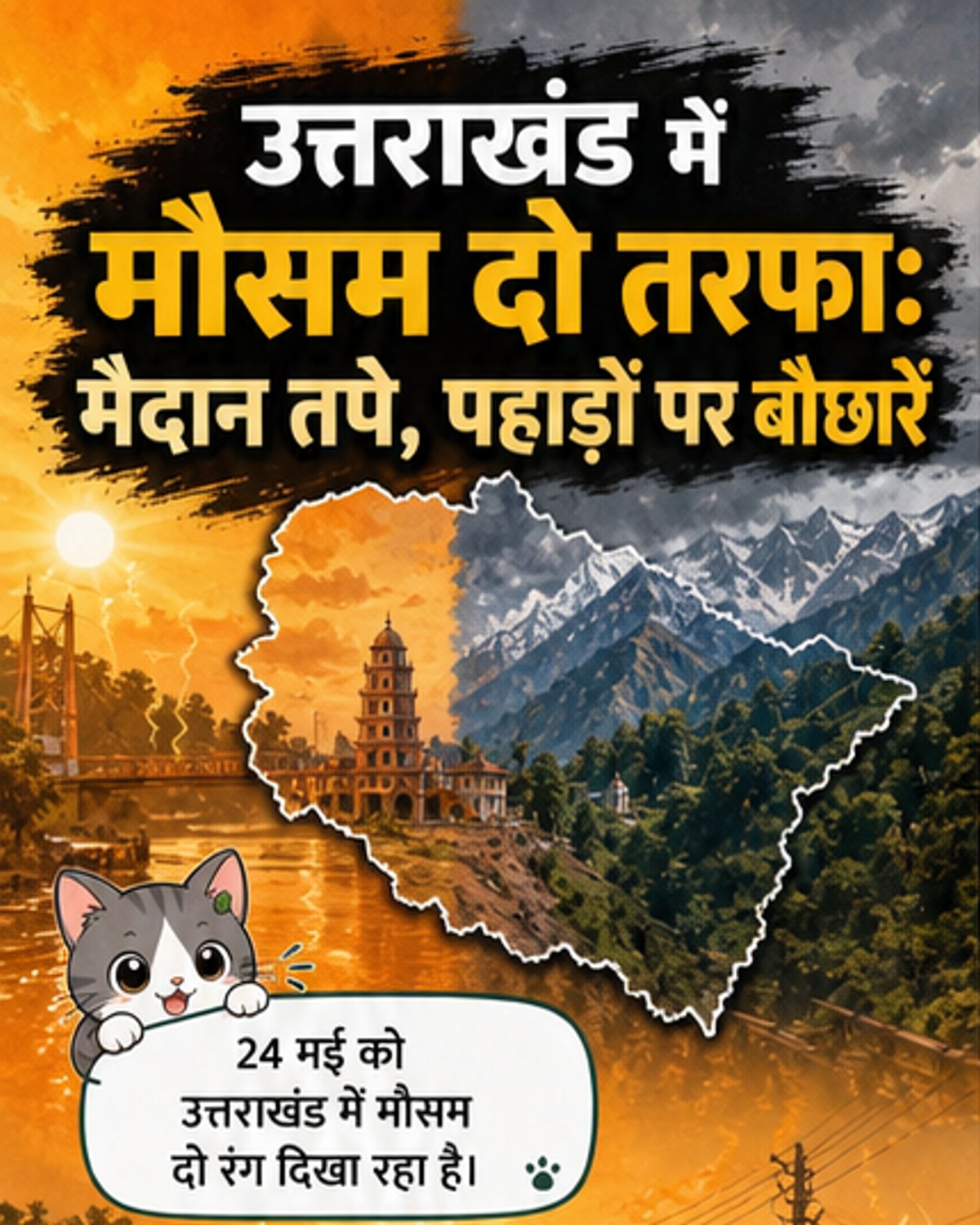 उत्तराखंड में दोनों तरफ की चिंता: पहाड़ों में बारिश, मैदानों में लू