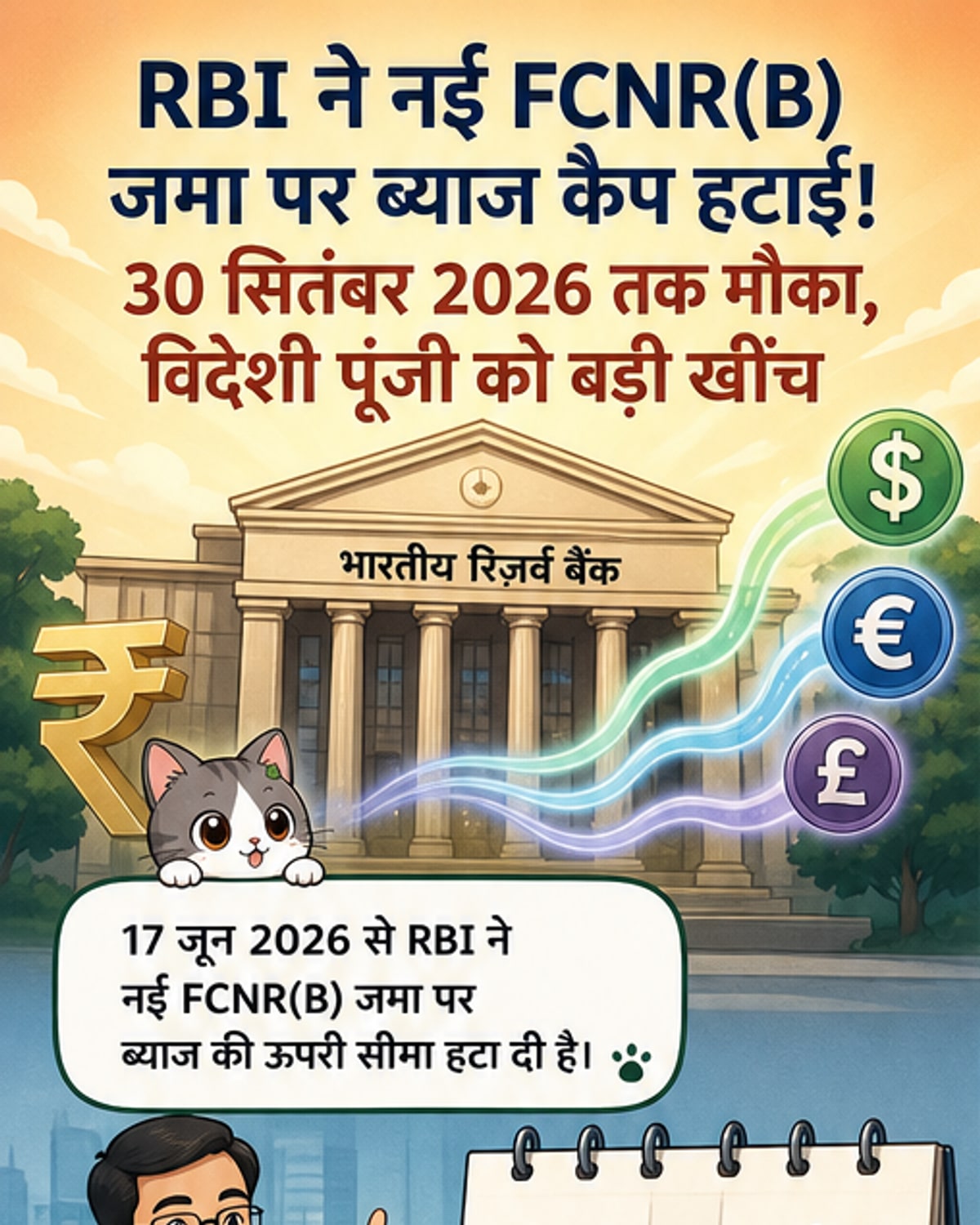 भारतीय रिजर्व बैंक ने एफसीएनआर(बी) जमा पर ब्याज दर सीमा अस्थायी रूप से हटा दी है