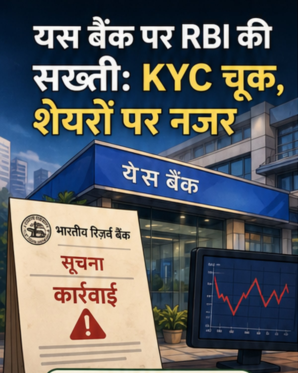 RBI ने यस बैंक पर लगाया 31.8 लाख का जुर्माना