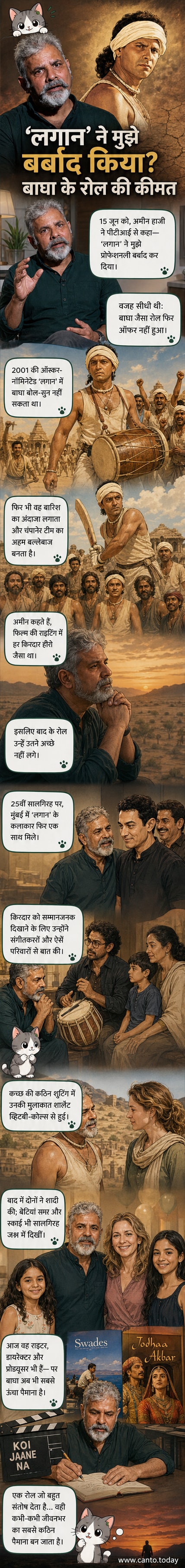 अमीन हाजी, 'लगान' में बाघा की भूमिका निभाने वाले अभिनेता, फिल्म की 25वीं सालगिरह पर पत्नी और बेटियों के साथ।