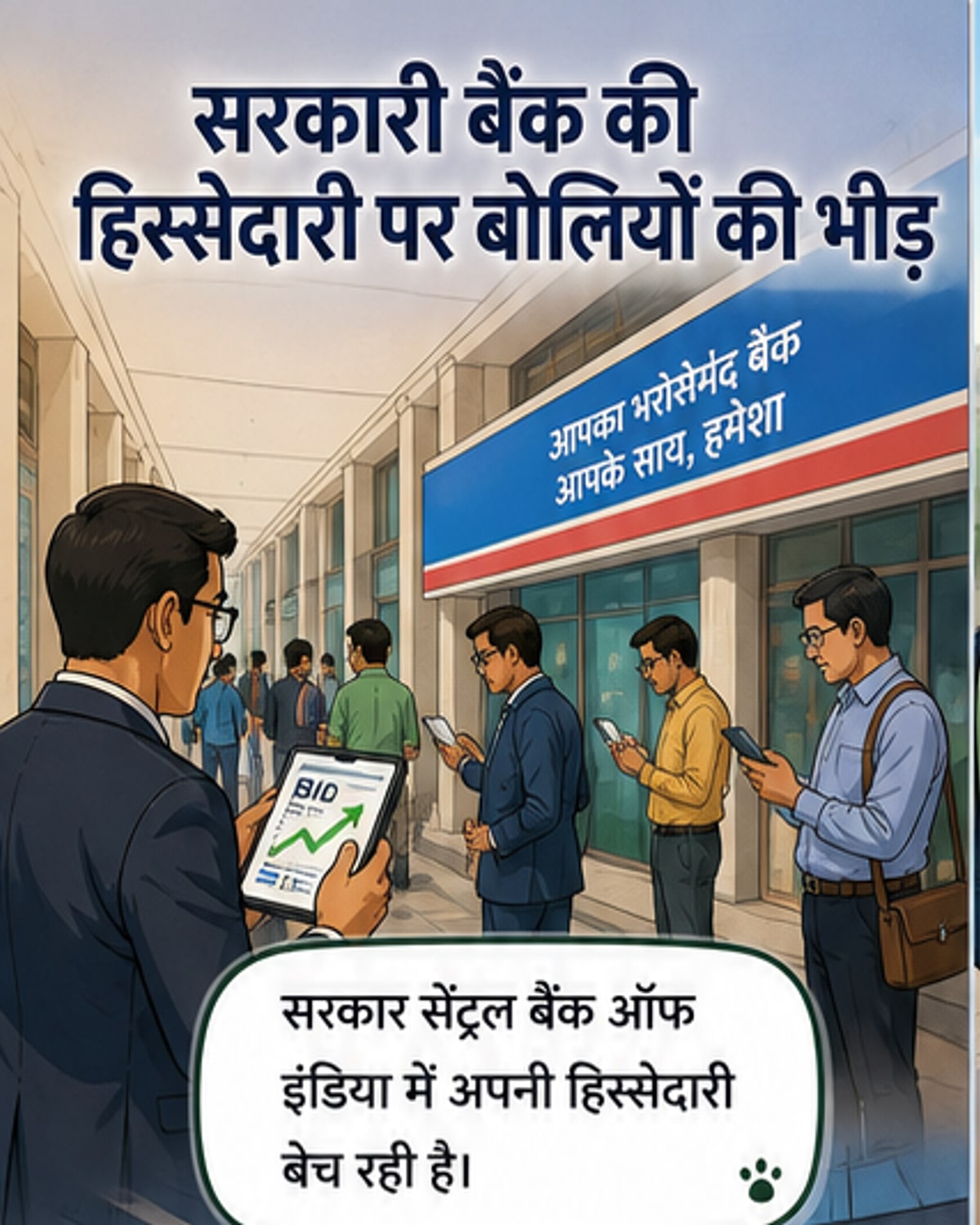 सरकारी बैंक में हिस्सेदारी बिक्री पर ₹2380 करोड़ की बोलियां