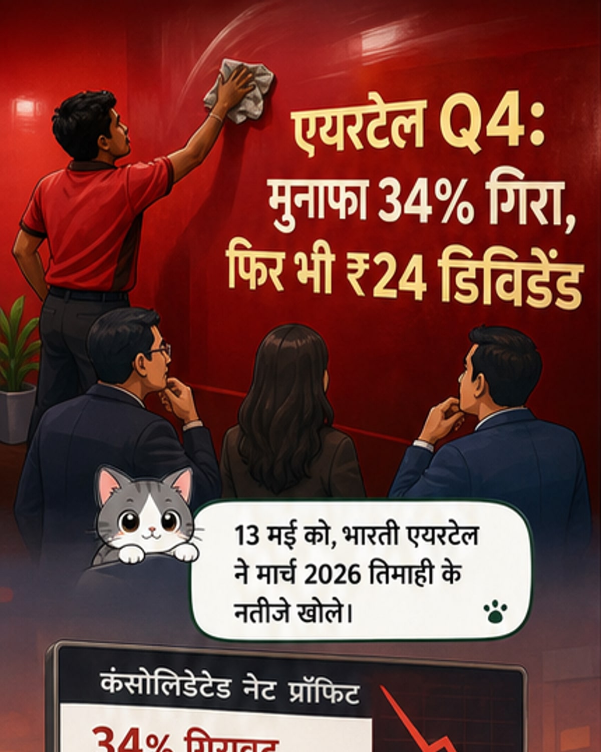 एयरटेल का मुनाफा 34% गिरा