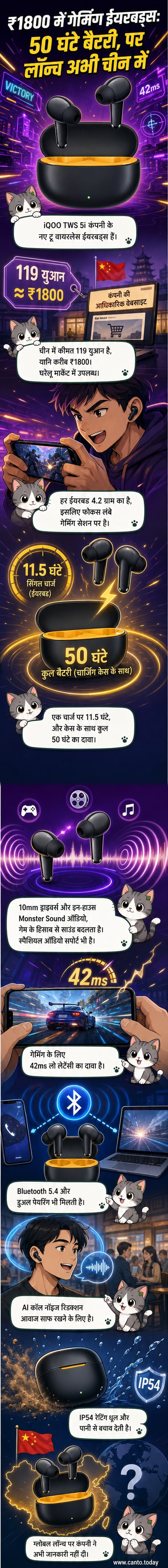 iQOO TWS 5i ईयरबड्स की तस्वीर, जिसमें चार्जिंग केस और ब्लूटूथ कनेक्टिविटी के आइकन दिखाए गए हैं।