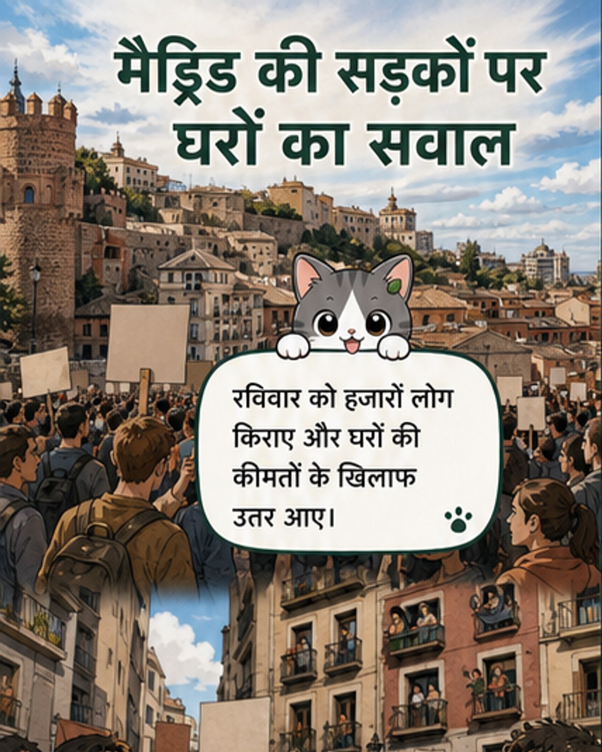 स्पेन में आवास संकट: मैड्रिड में 1 लाख लोग सड़कों पर
