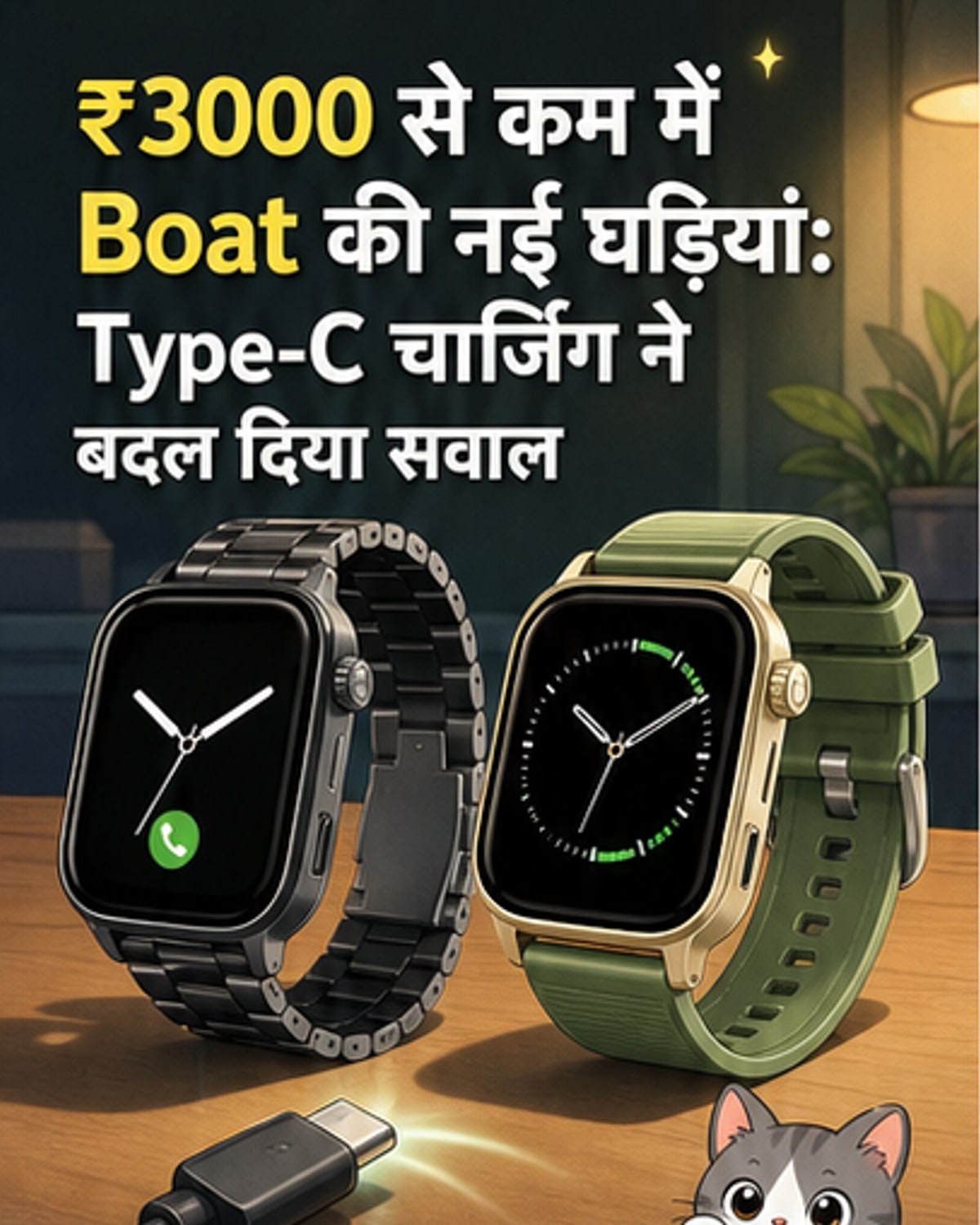 ₹3000 के अंदर Type-C चार्जिंग वाली स्मार्टवॉच