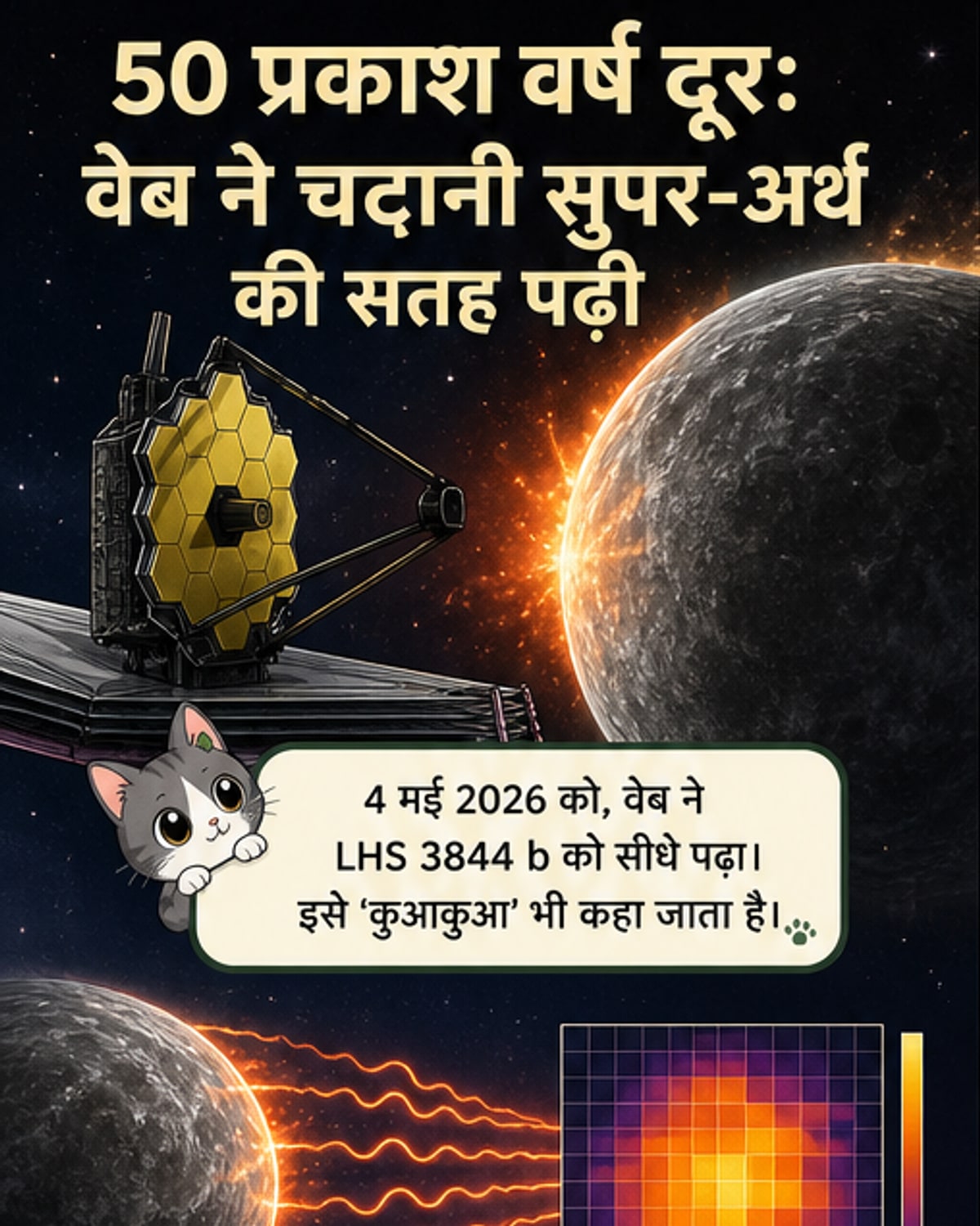 जेम्स वेब ने पकड़ा एक सुपर-अर्थ का अंधेरा चेहरा
