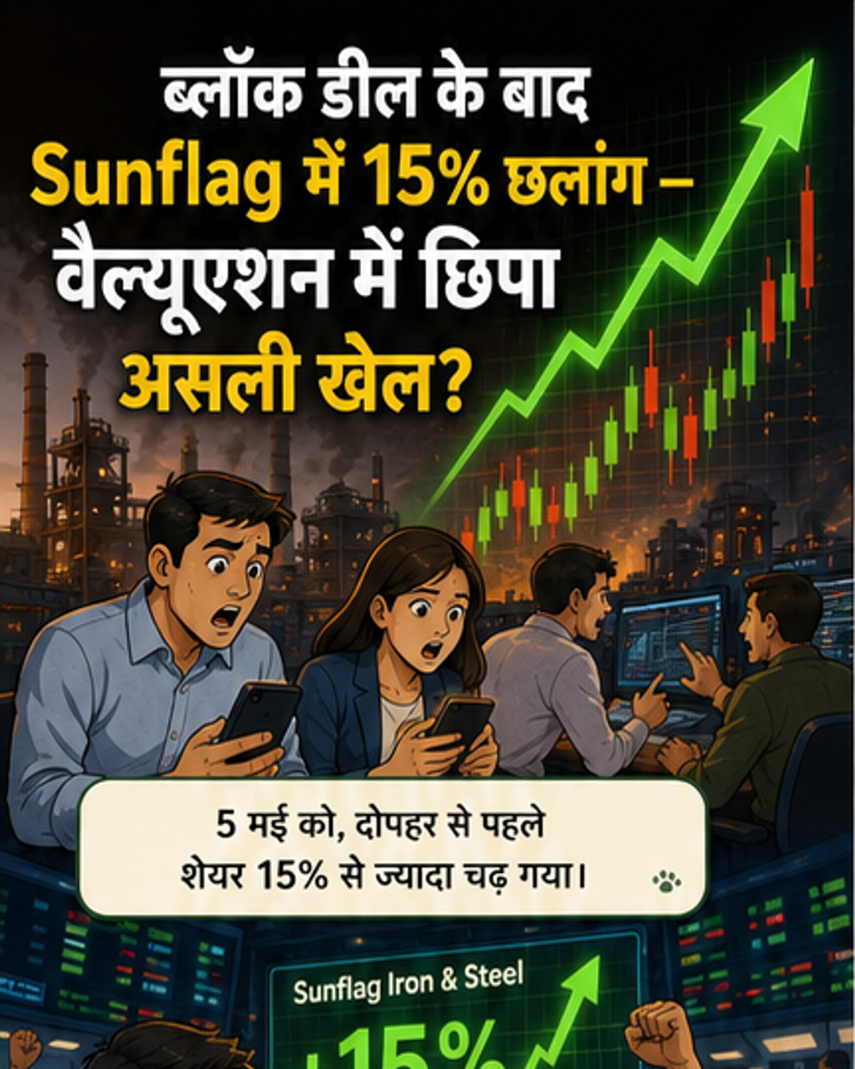 सनफ्लैग स्टील शेयर में 15% तेजी