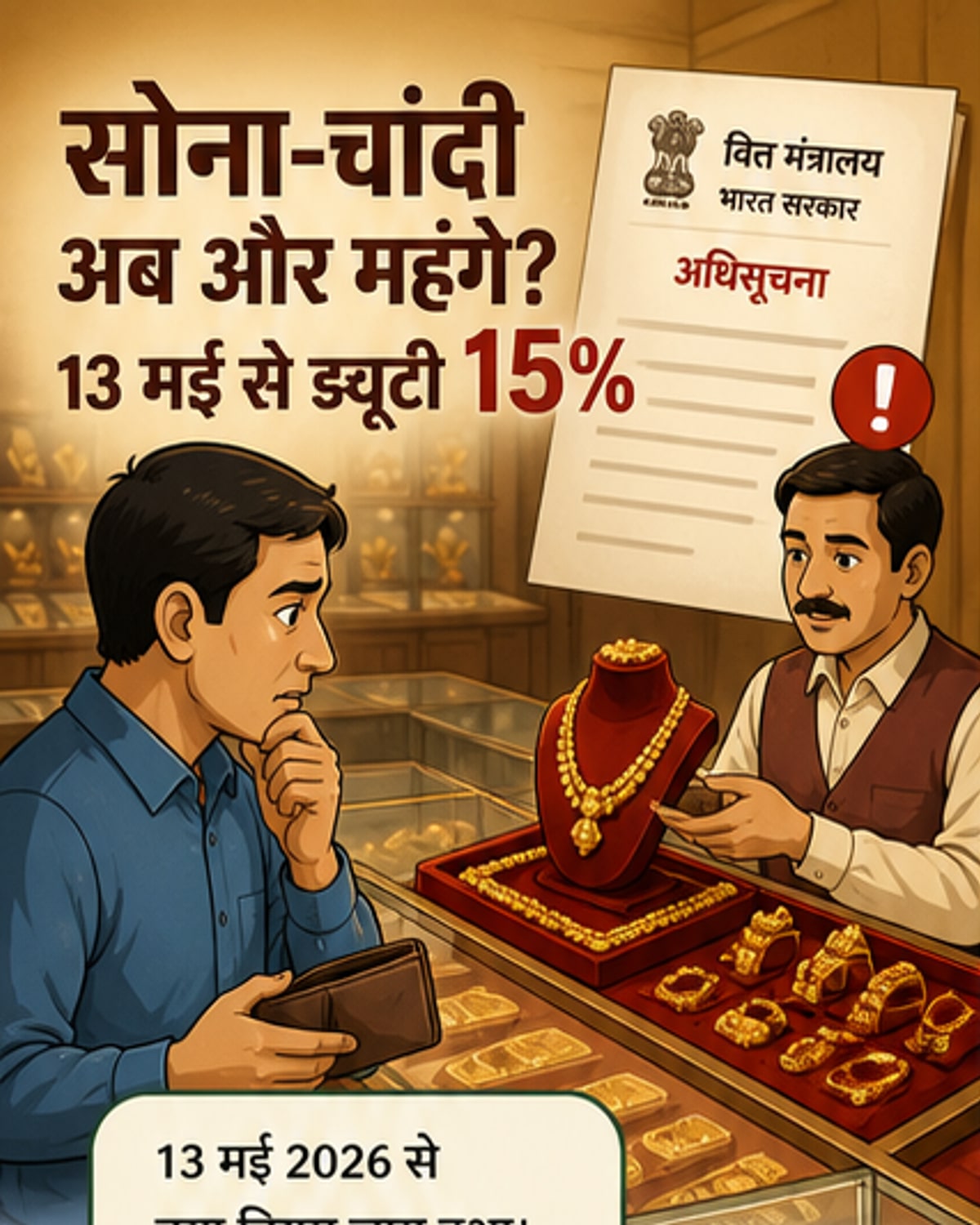सोना-चांदी महंगा, आयात शुल्क 10% तक