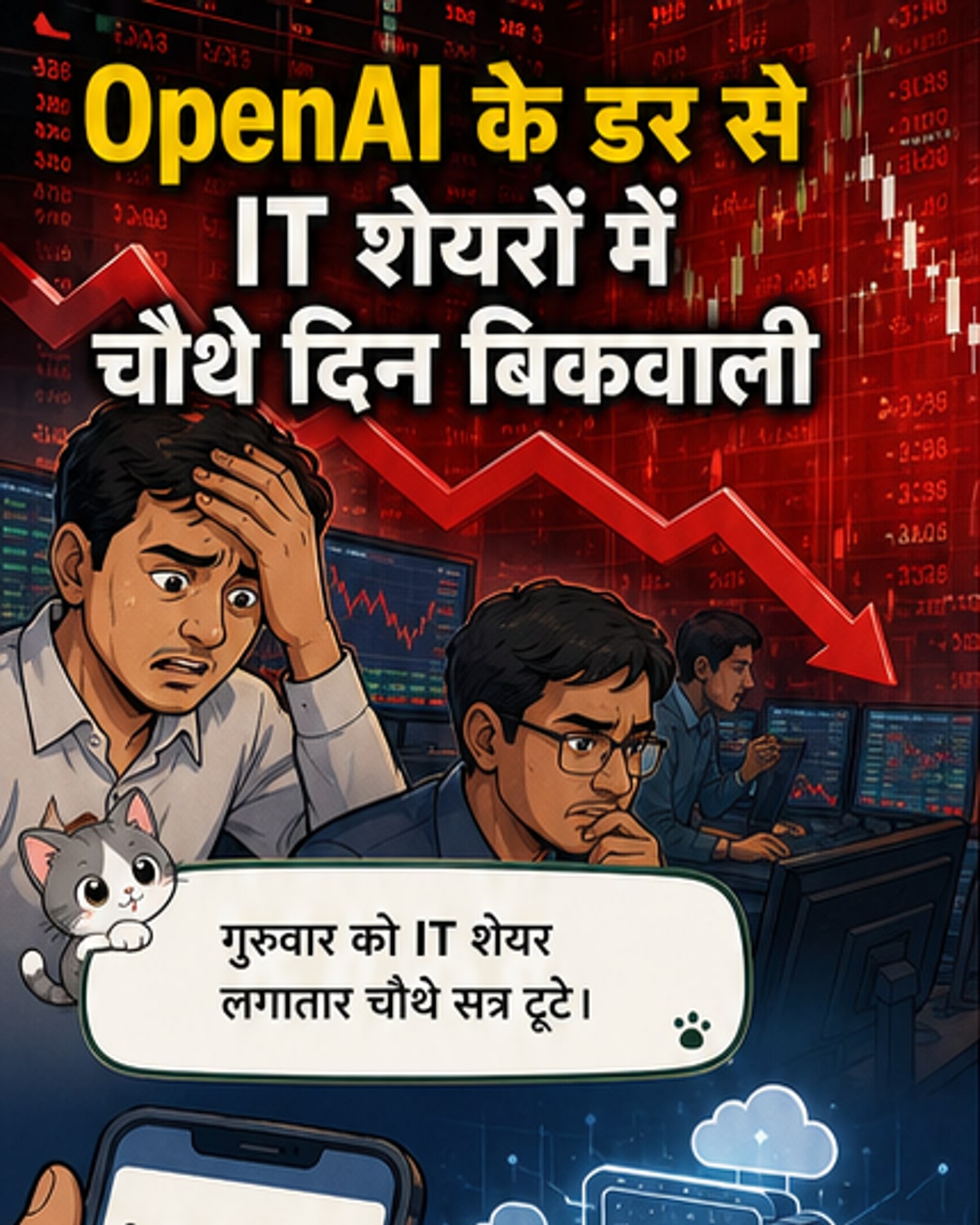 आईटी शेयरों में लगातार चौथे दिन गिरावट