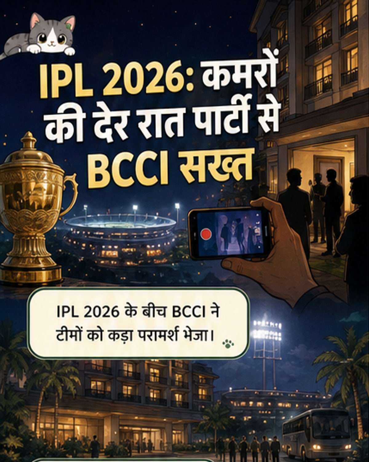 आईपीएल 2026: खिलाड़ियों की रात्रि पार्टी और रील्स पर बीसीसीआई का डंडा