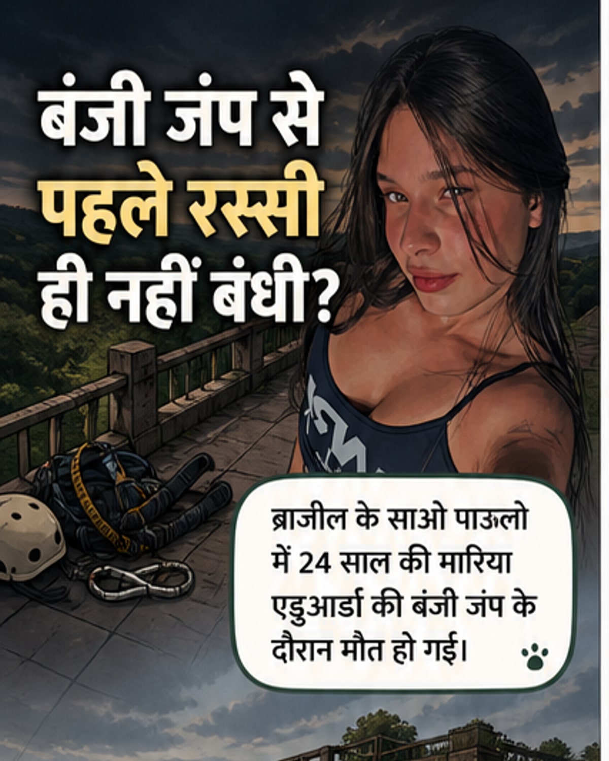 बिना रस्सी के कूदी युवती, मौत