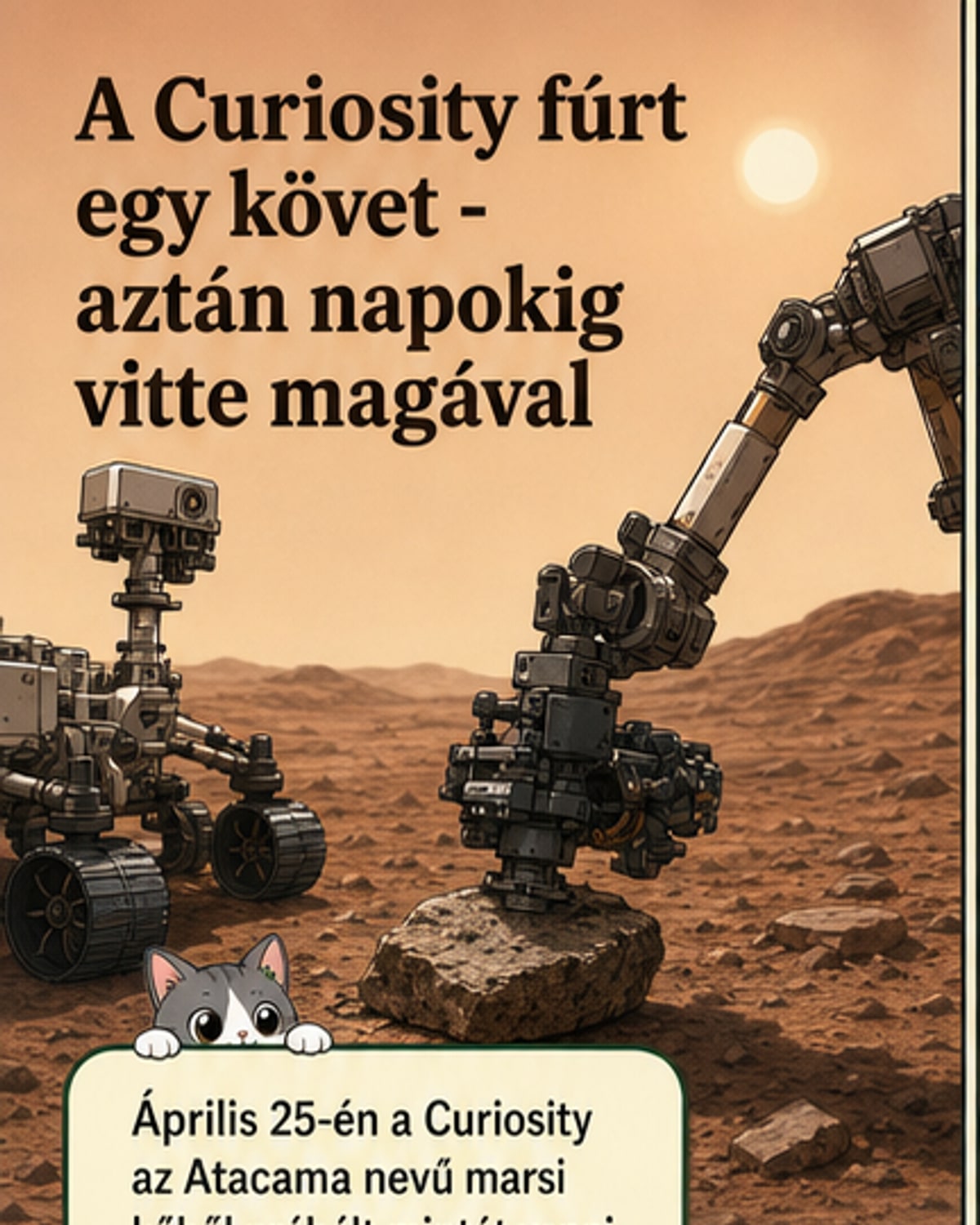 Curiosity Mars-járó letört egy szikladarabot