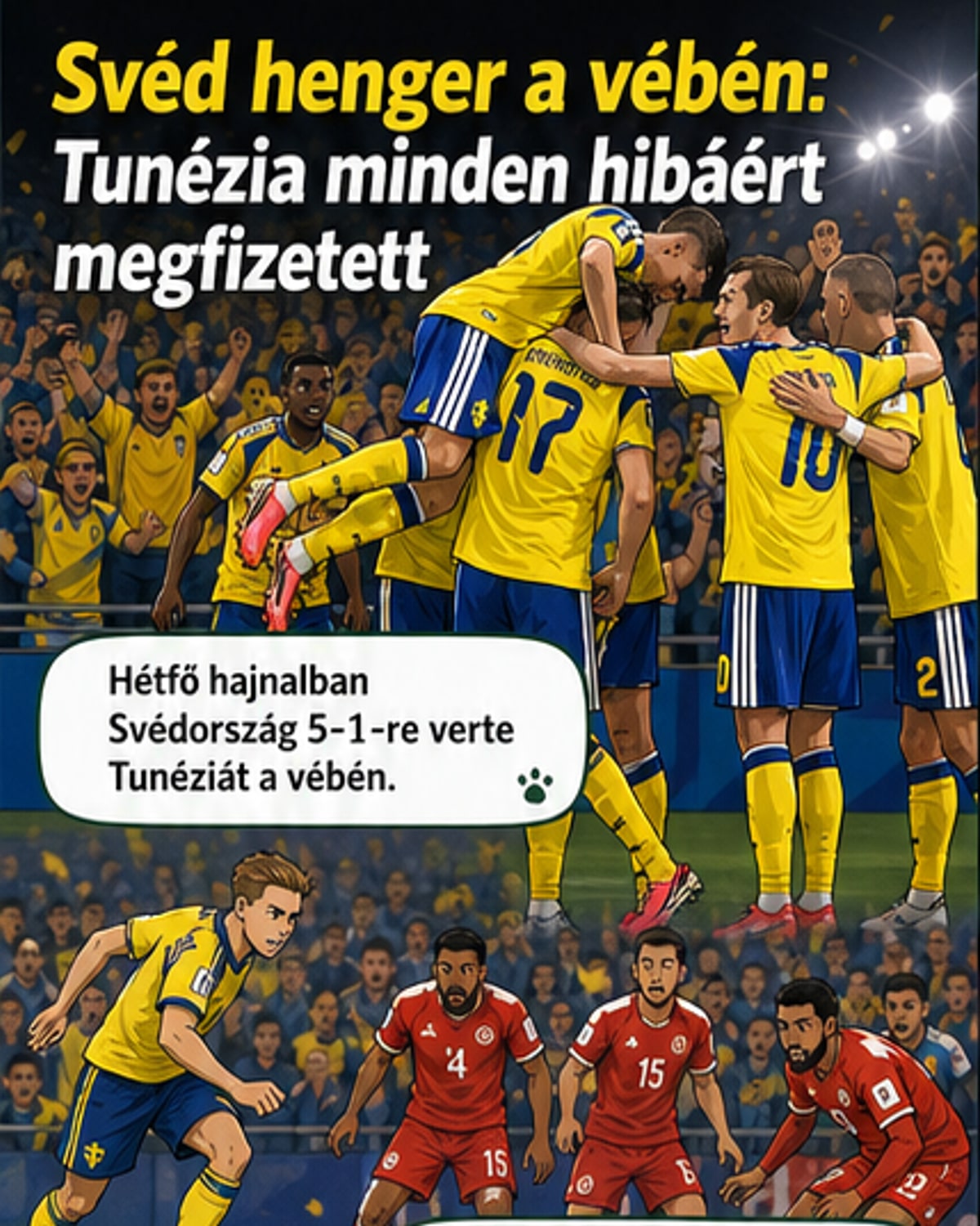 Svédország kegyetlenül legyőzte Tunéziát