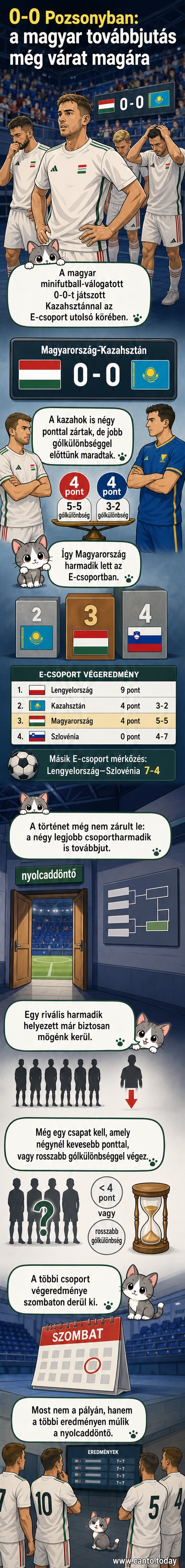 A magyar minifutball-válogatott játékosai a pályán, a Pozsonyban rendezett Európa-bajnokságon, a Kazahsztán elleni mérkőzés után.