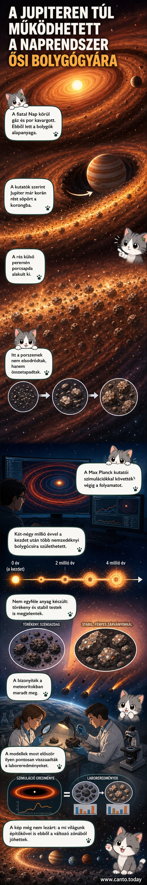 Illusztráció a Naprendszer korai szakaszáról, ahol a Nap körül keringő gáz- és porgyűrűben bolygócsírák alakulnak, különösen a Jupiter pályáján túli porcsapdában.