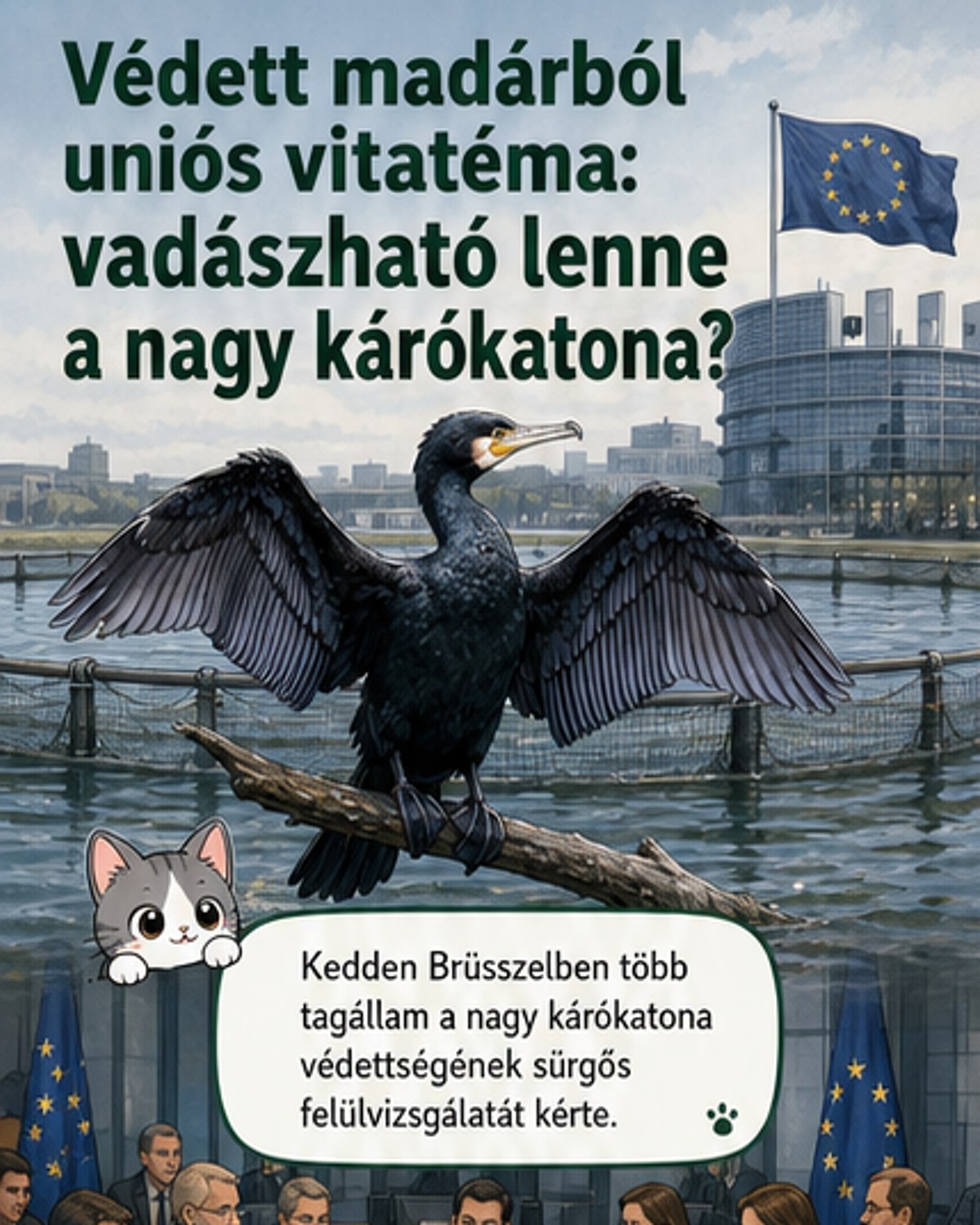 Kilenc EU-ország vadászatot akar a nagy kárókatonára