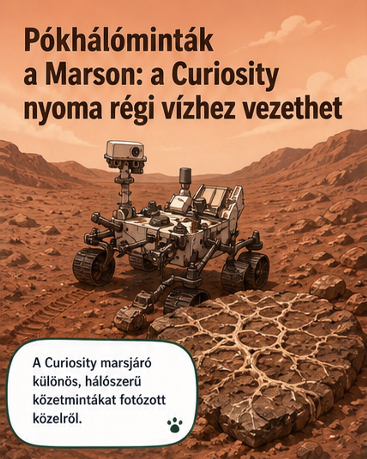 Pókhálószerű kőzet a Marson