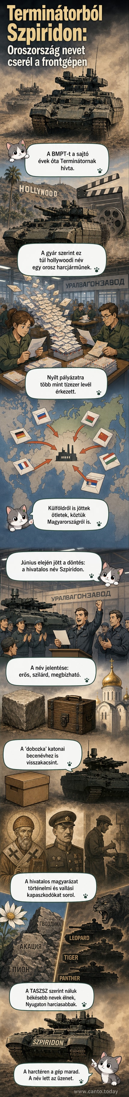 Egy páncélozott BMPT harcjármű, amelyet mostantól Szpiridon néven ismernek, sivatagi terepen halad.