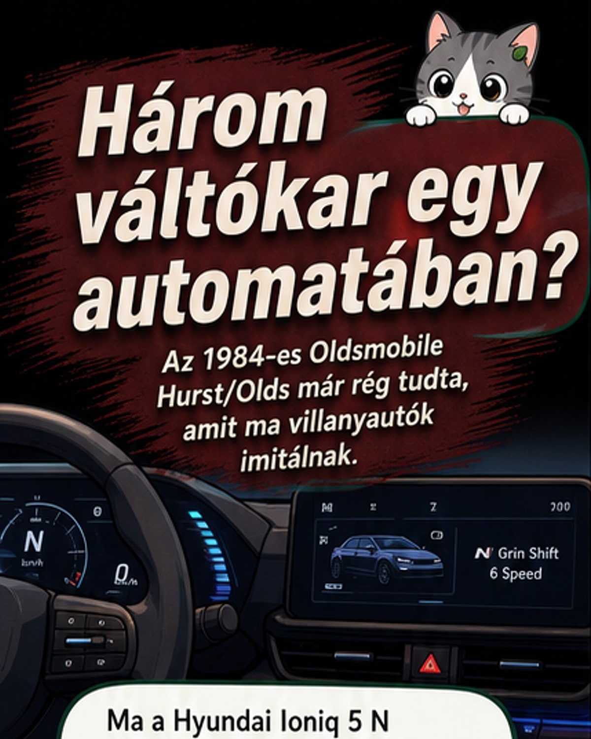1984-es Hurst/Olds Oldsmobile három váltókarral a padlón, belső felvétel, narancssárga és fekete bőrülésekkel